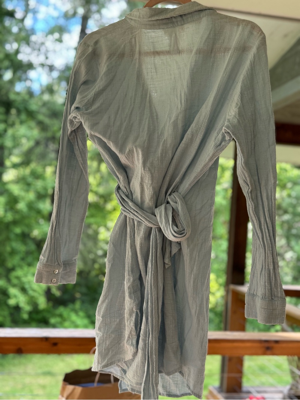 l*space Cotton Wrap Button-Up Gauze Shirt